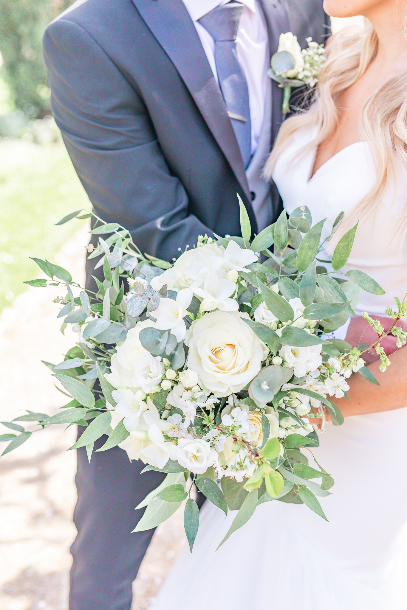 Beautiful white rose bridal bouquet