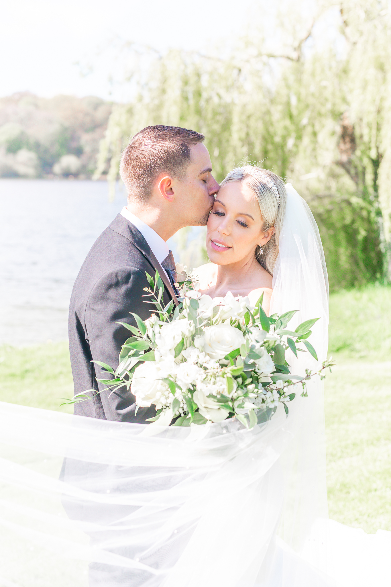 Tender moment between Kelsey and Spencer at North West Wedding venue Combermere Abbey 