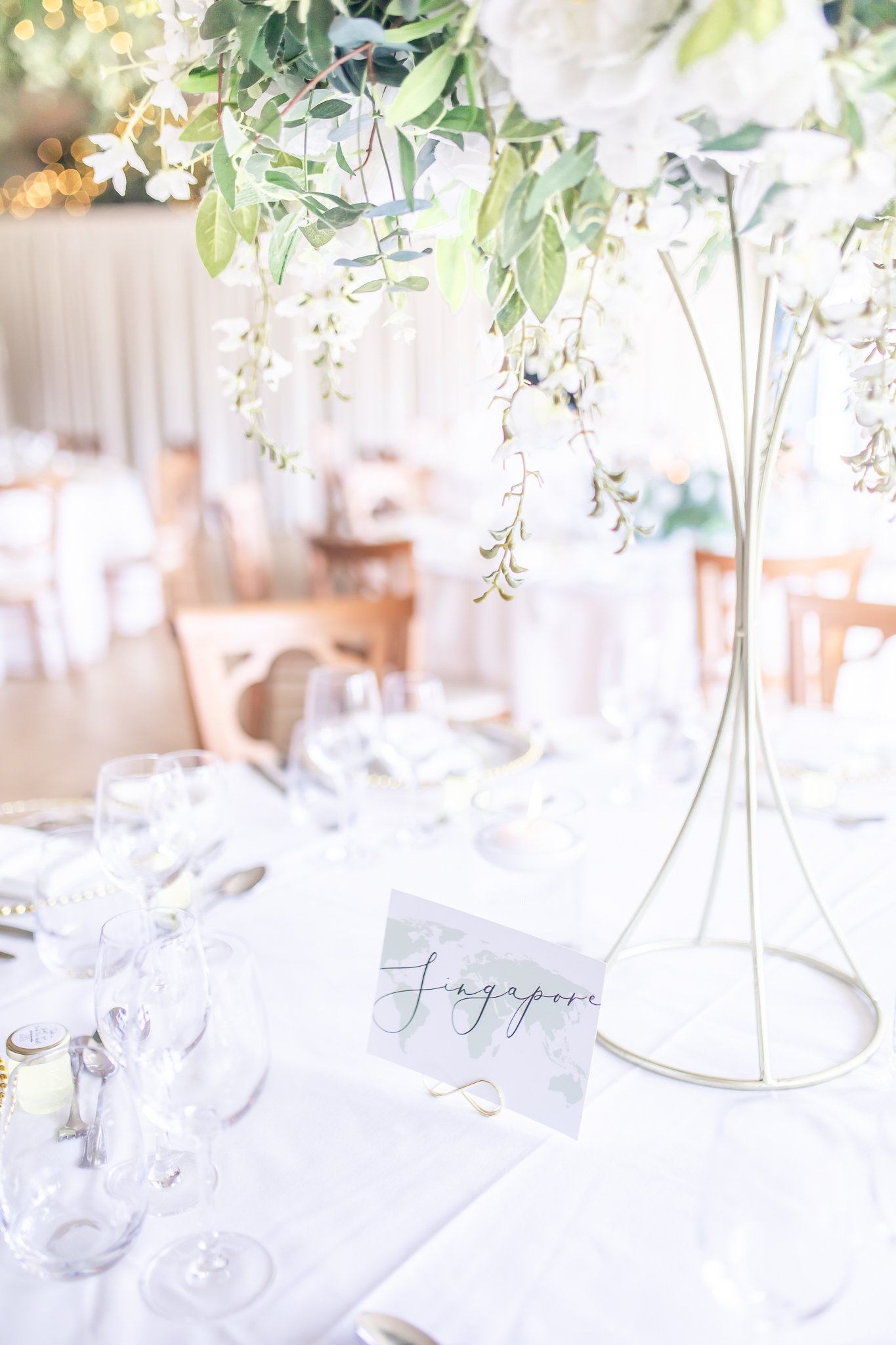 Table decorations in The Pavilion at Combermere Abbey Cheshire Wedding Venue