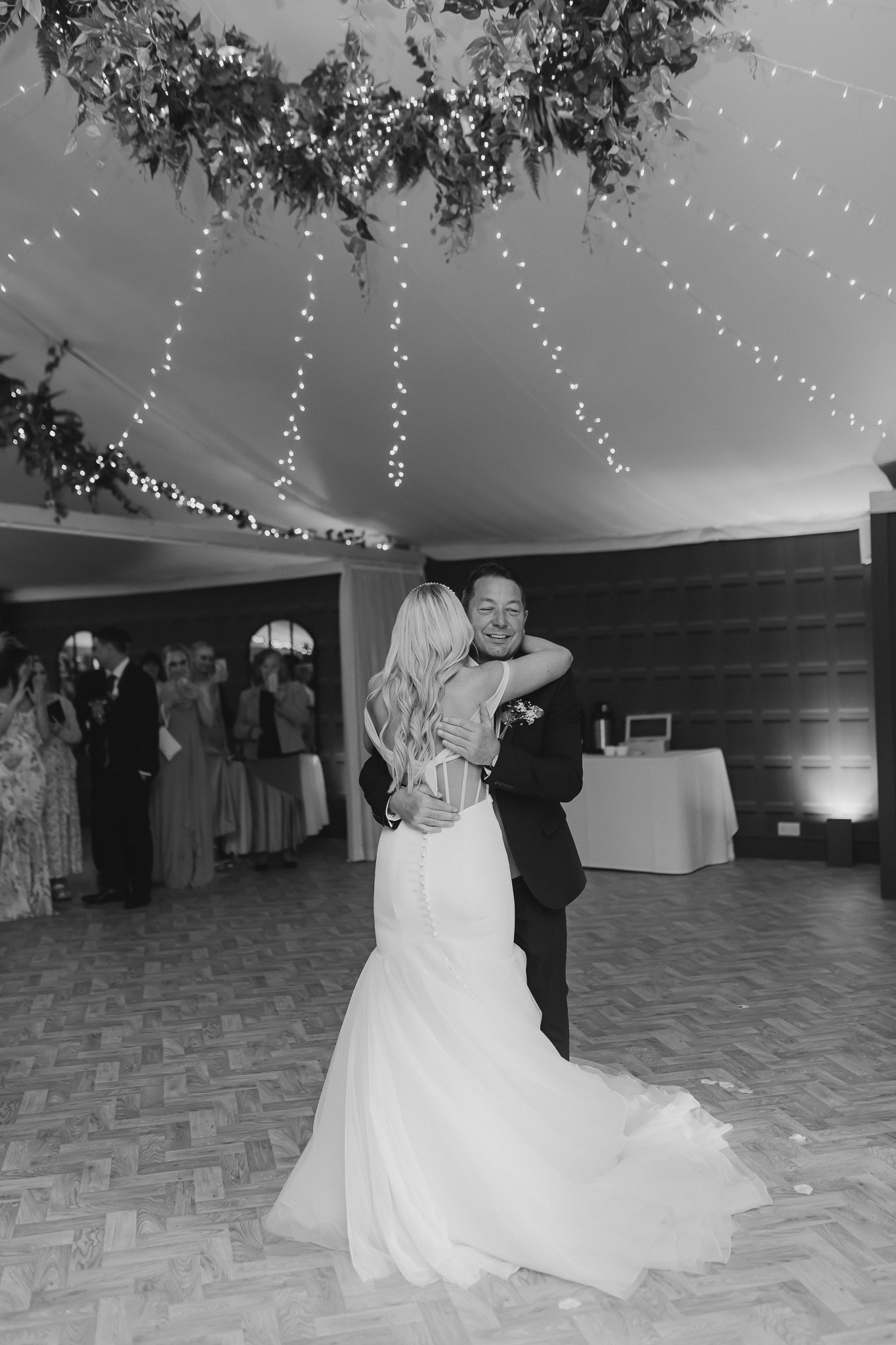 Bride and her father dancing in The Pavilion at Combermere Abbey