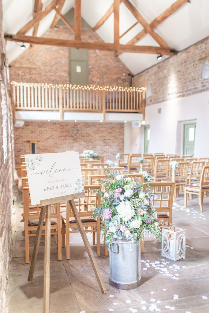 Beautiful ceremony barn at The Ashes Barns wedding venue in Staffordshire