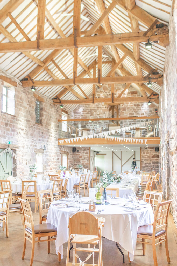 Rustic wedding barn reception room at The Ashes Wedding Barns in Staffordshire