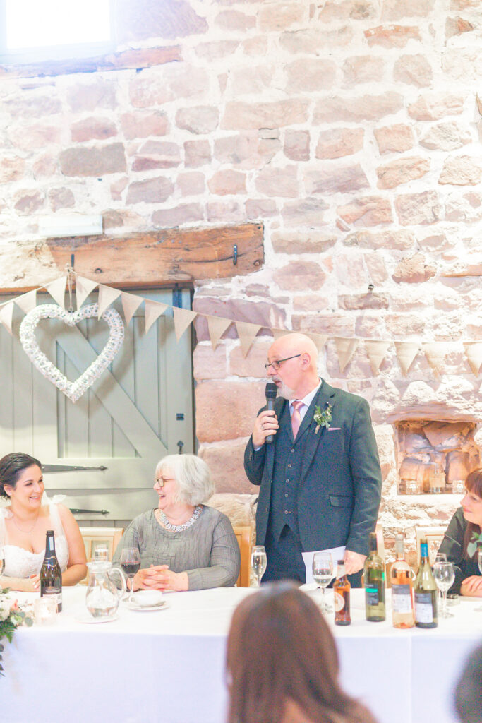 Father of the bride making his speech at The Ashes Wedding Barns Staffordshire