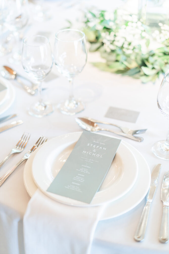 A guest place setting at Styal Lodge